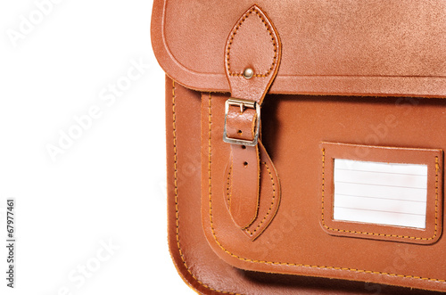 Leather bag with lable