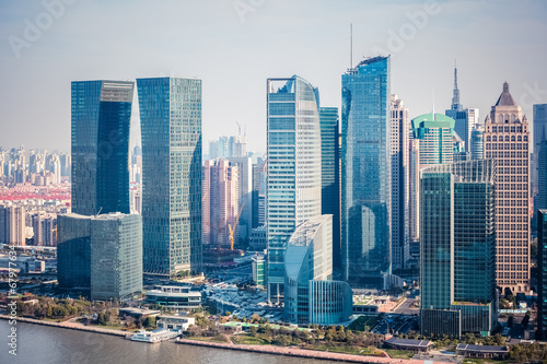 modern buildings in shanghai financial district
