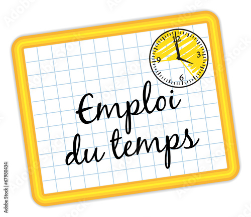 Emploi du temps. icône ardoise jaune feutre noir.