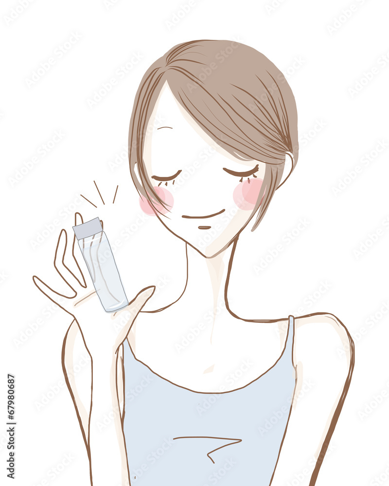 毎日のスキンケア／髪の短い女性