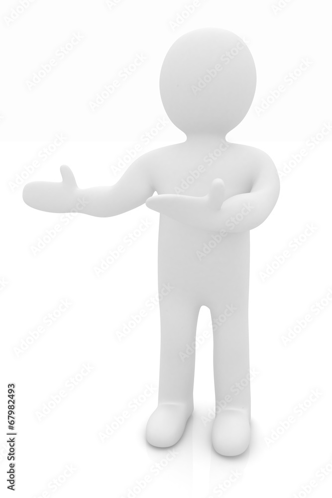 Happy 3d business man showing copy space, isolated on white Happy 3d business man showing copy space, isolated on white