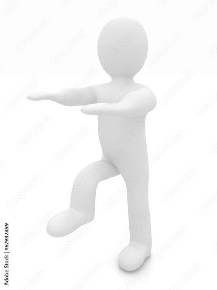 3d personage on white background. Starting series: stretching be 3d personage on white background. Starting series: stretching be