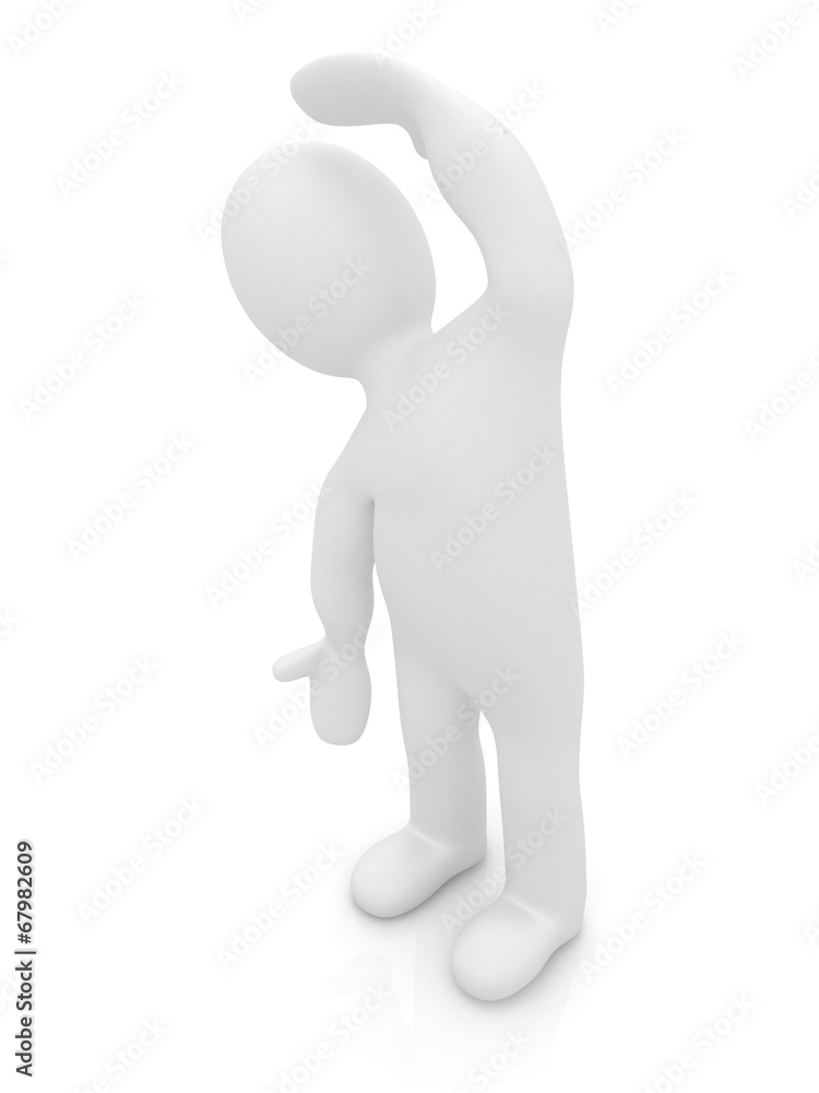 3d man isolated on white. Series: morning exercises - flexibilit 3d man isolated on white. Series: morning exercises - flexibilit