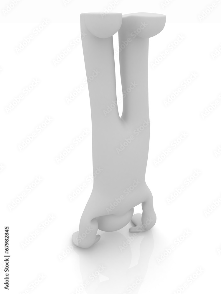 3d man isolated on white. Series: morning exercises - performs t 3d man isolated on white. Series: morning exercises - performs t