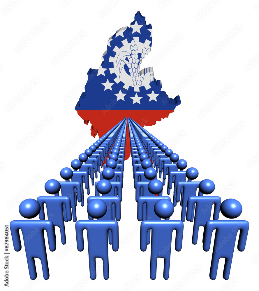 Fototapeta premium Lines of people with Myanmar map flag illustration