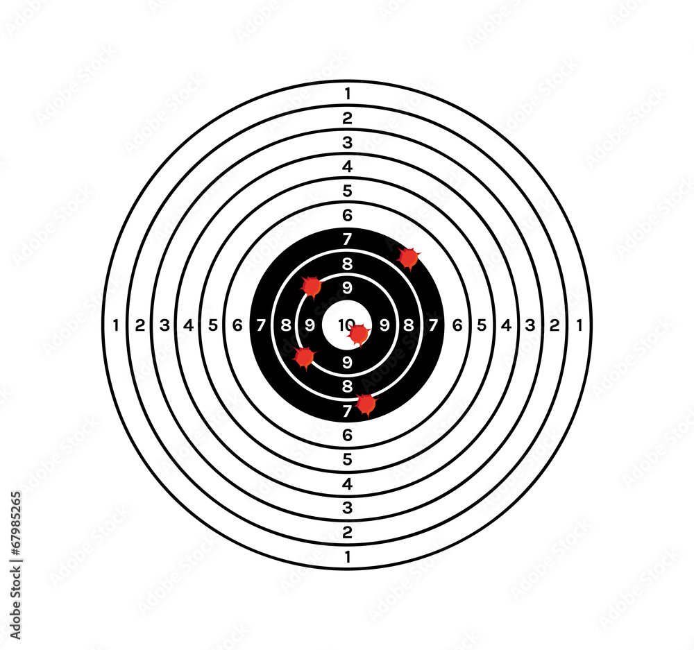 black and white target with red holes black and white target with red holes