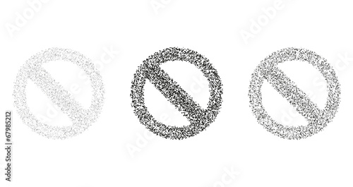 red crossed circle danger sign created from black dots
