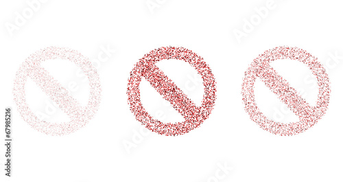 red crossed circle danger sign created from red dots
