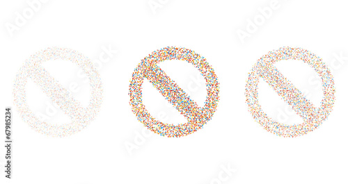 red crossed circle danger sign created from color dots