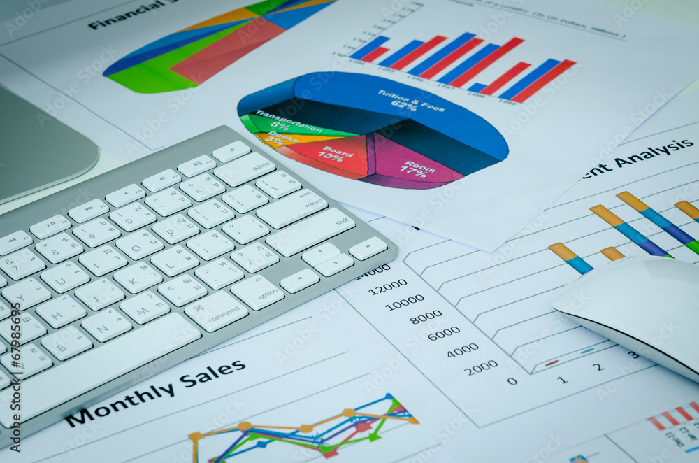 business charts or graphs with keyboad business charts or graphs with keyboad