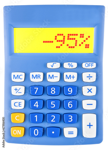Calculator with -95% on display on white background