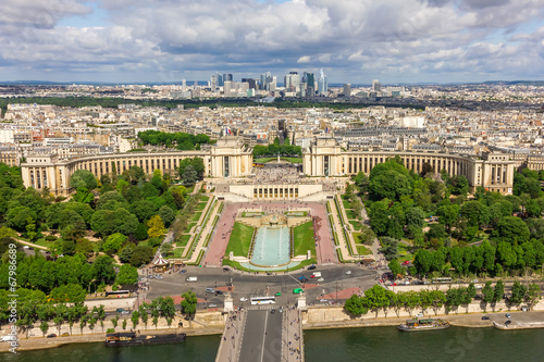 View of Paris - River Seine, the Palais de Chaillot, La Defense