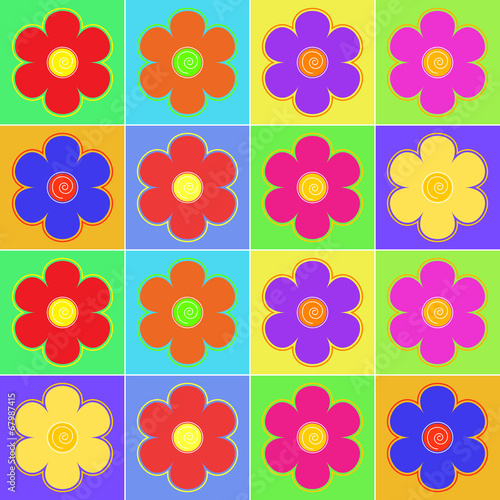 Set of multicolored flowers
