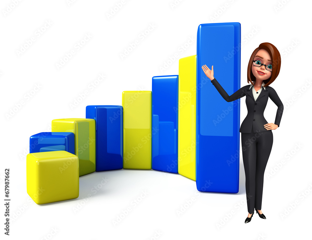 Young Business Woman with business graph Young Business Woman with business graph