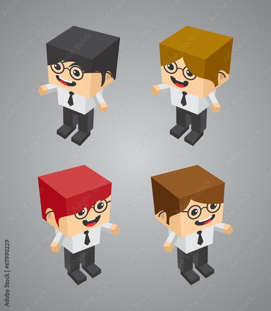 block isometric cartoon character block isometric cartoon character