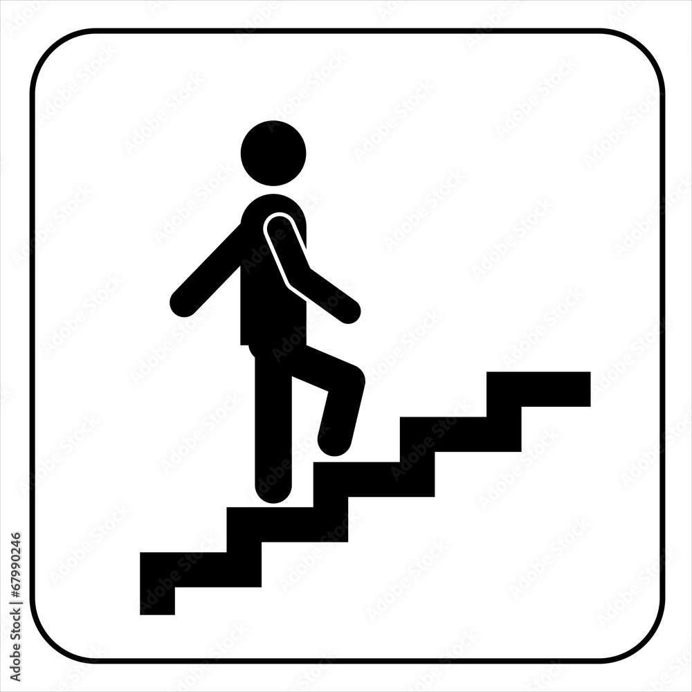 Man on Stairs going up symbol, vector Man on Stairs going up symbol, vector