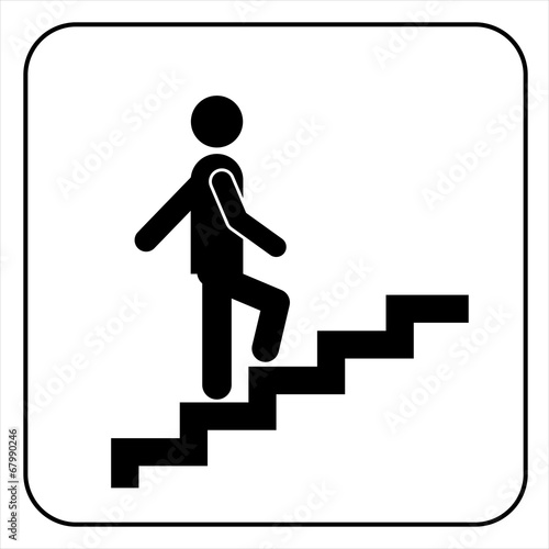 Man on Stairs going up symbol, vector
