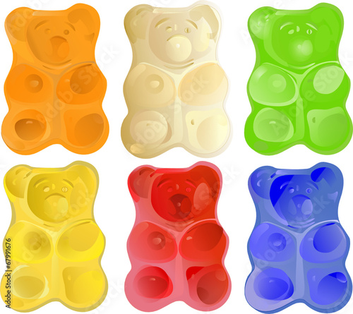 sechs Gummibärchen