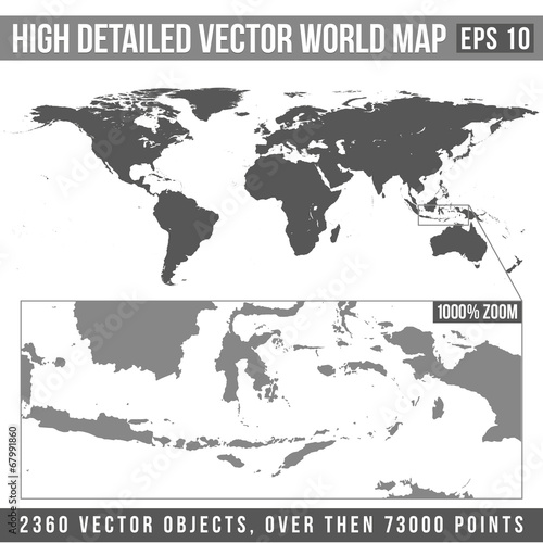 vector high detailed grey world map