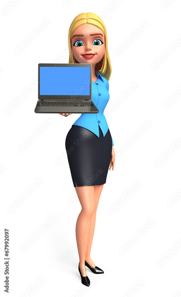 Young office girl with laptop