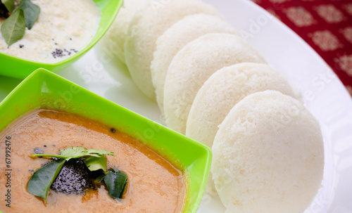 Idly served with sambar