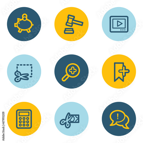 Shopping web icon set 3 , blue and yellow circle buttons