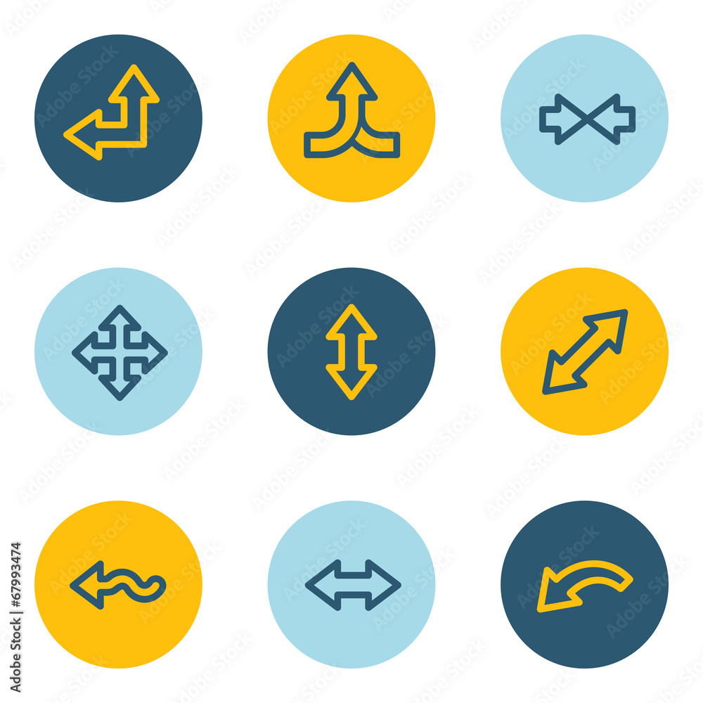 Arrows web icon set 2, blue and yellow circle buttons Arrows web icon set 2, blue and yellow circle buttons