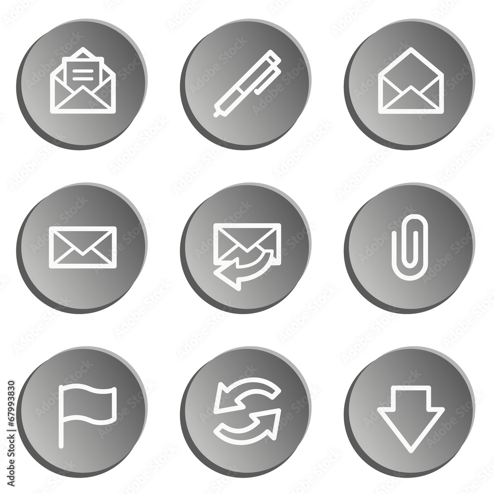 E-mail web icons, grey stickers set E-mail web icons, grey stickers set