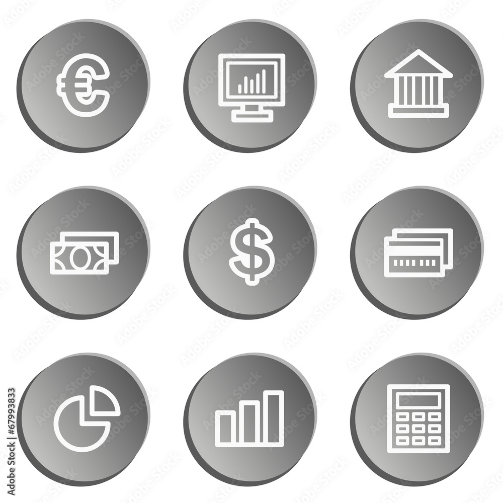 Finance web icon set 1, grey stickers set Finance web icon set 1, grey stickers set
