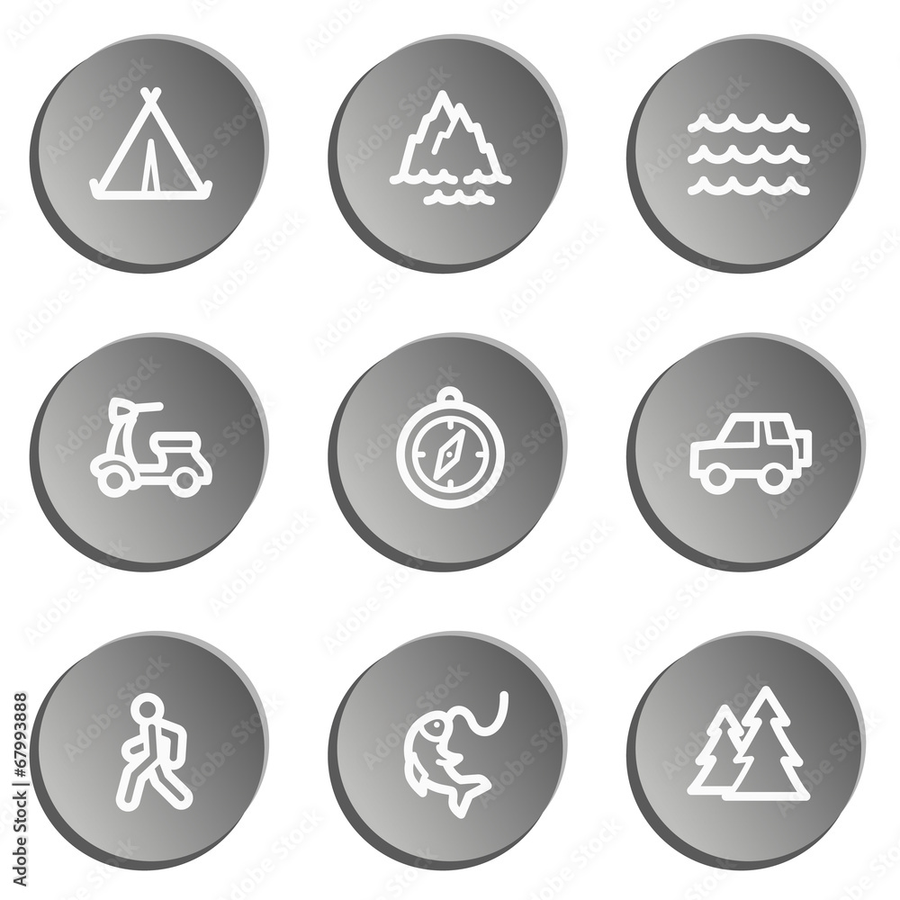 Travel web icon set 3, grey stickers set Travel web icon set 3, grey stickers set