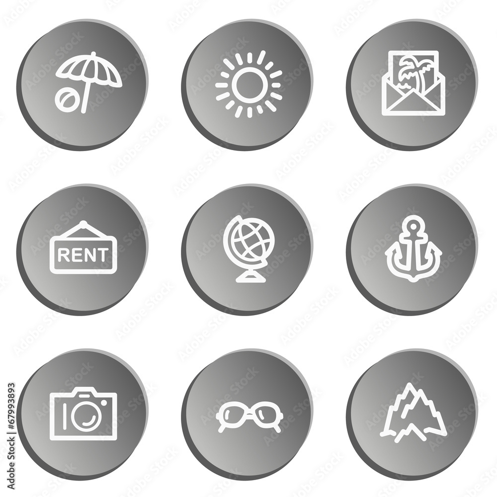 Travel  web icon set 5,  grey stickers set
