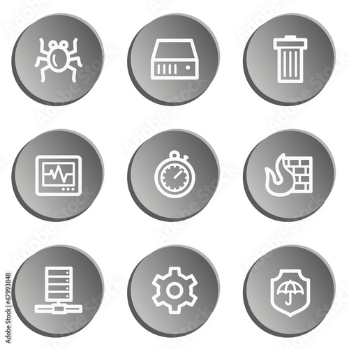 Internet security web icons , grey stickers set