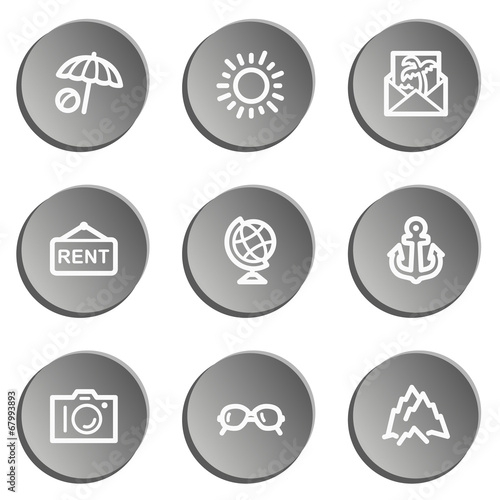 Travel web icon set 5, grey stickers set
