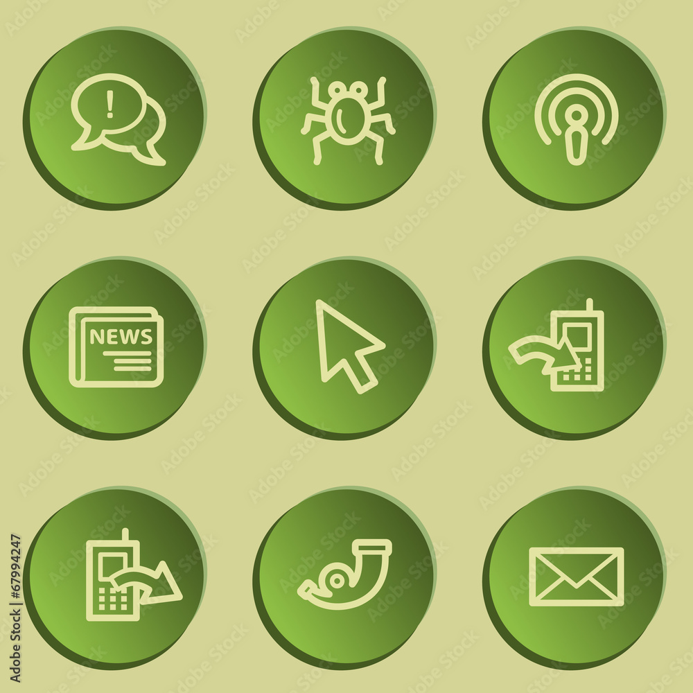 Internet web icon set 2, green paper stickers set Internet web icon set 2, green paper stickers set