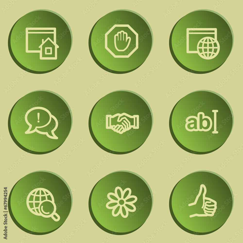 Internet web icon set 1, green paper stickers set Internet web icon set 1, green paper stickers set