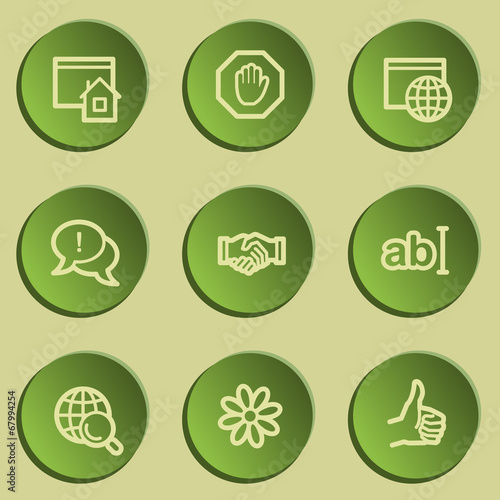 Internet  web icon set 1, green paper stickers set