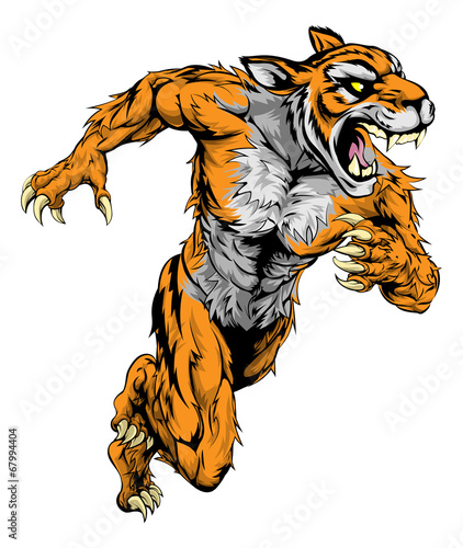 Fototapeta Naklejka Na Ścianę i Meble -  Tiger sports mascot running