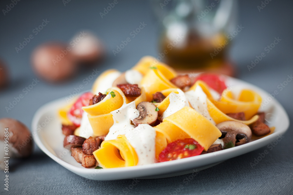 Traditional Italian pappardelle pasta Traditional Italian pappardelle pasta