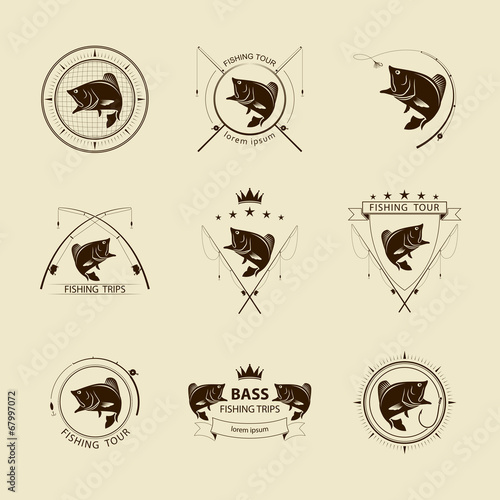 vector fishing symbol set