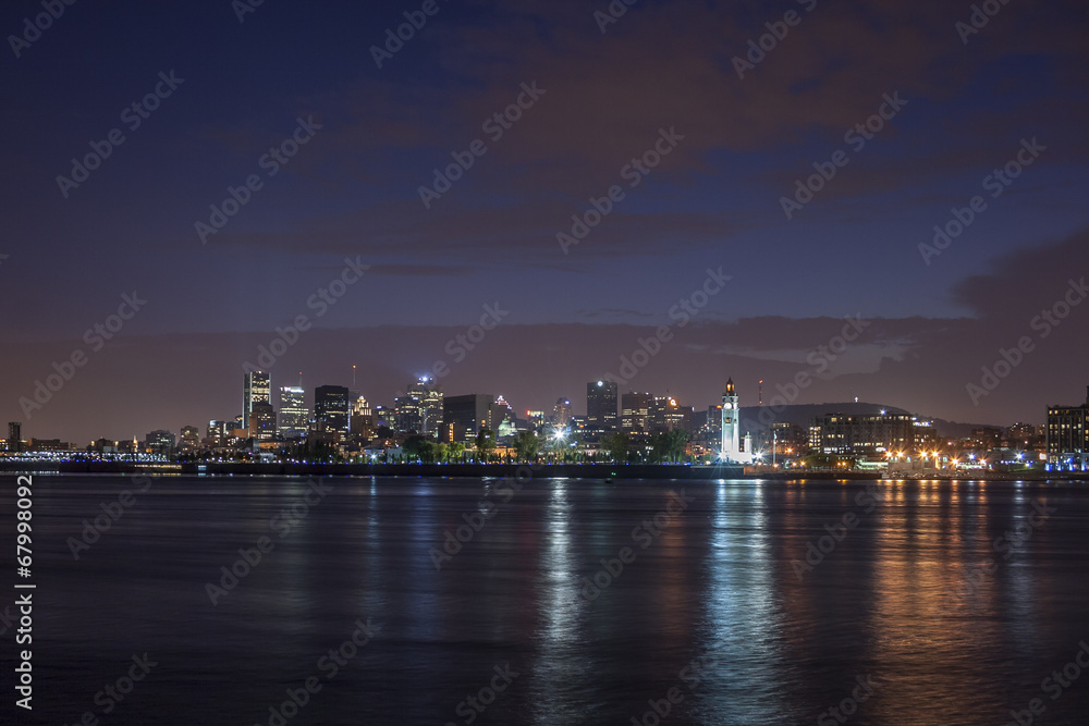 Night view of Montreal from accros the river, Canada