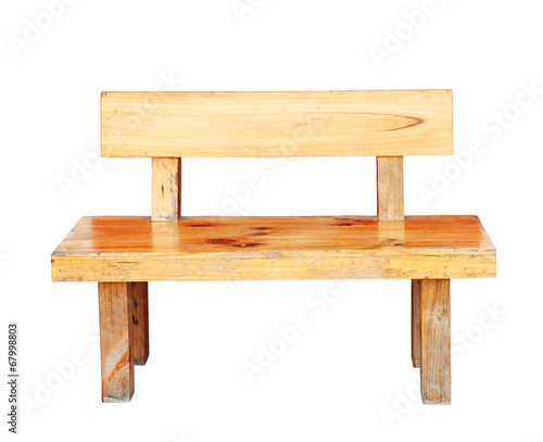 Wooden bench isolated by hand made with clipping path.