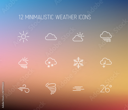 weather thin line icon set
