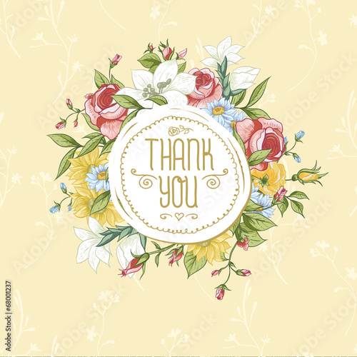 Vintage greeting card with blooming flowers
