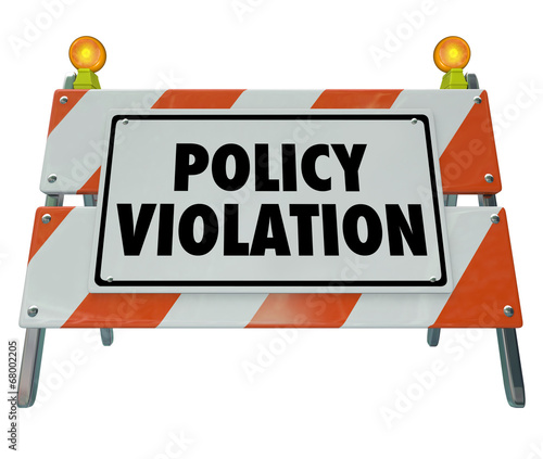 Policy Violation Warning Danger Sign Non Compliance Rules Regula