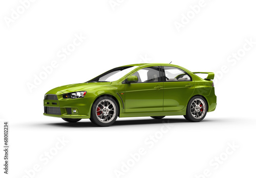 Metallic green race car © technicolors