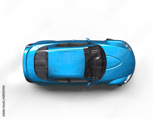 Bright blue car top view