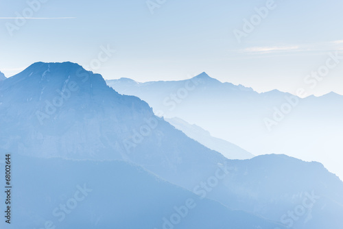 Mountain silhouette at sunrise