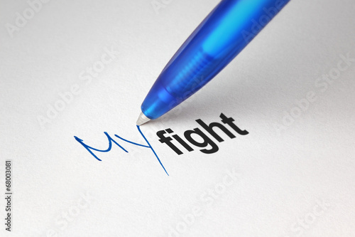 My fight, written on white paper