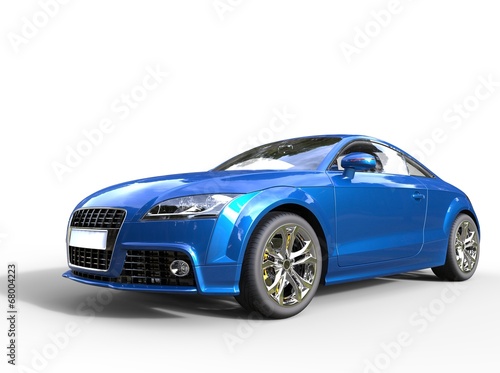 Blue fast car on white background © technicolors