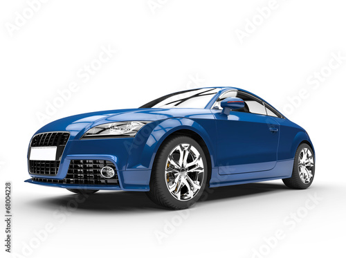 Fast dark blue car on white background © technicolors